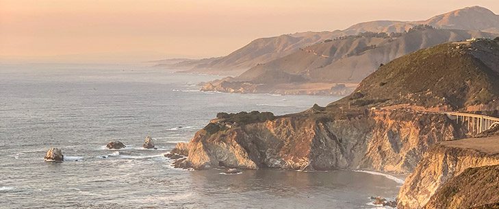 california coast at sunset