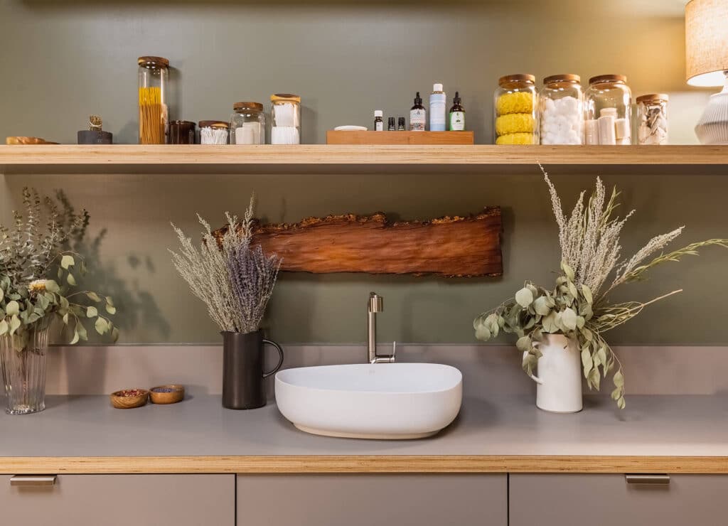 sink in a private viewing room at a funeral home