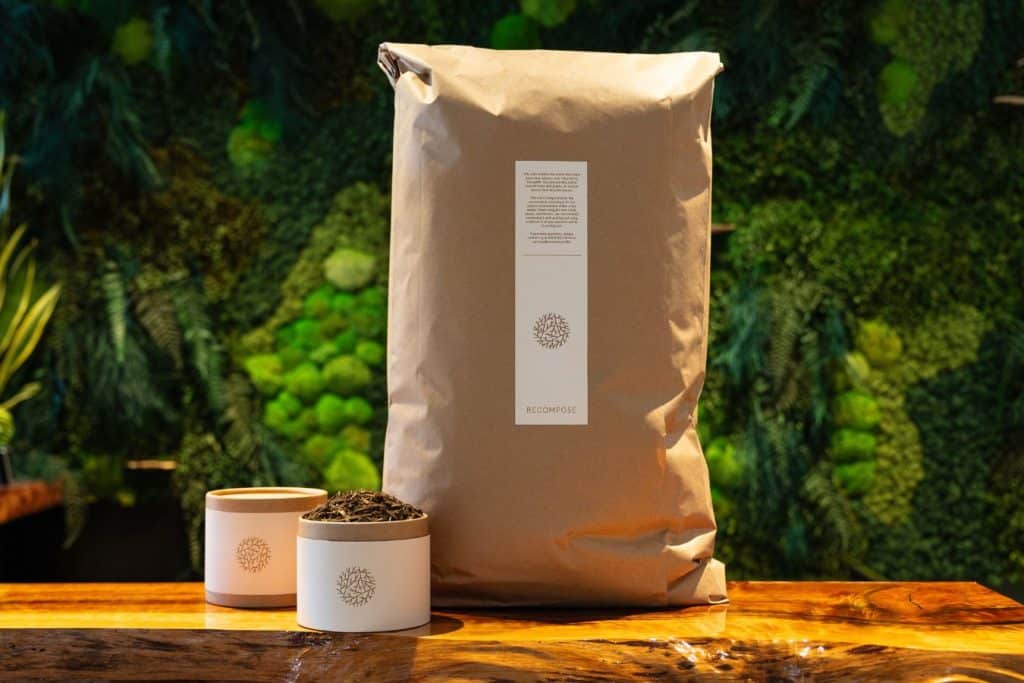 packaging for human composting soil