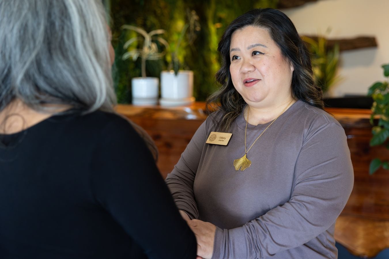 funeral director talking to a client